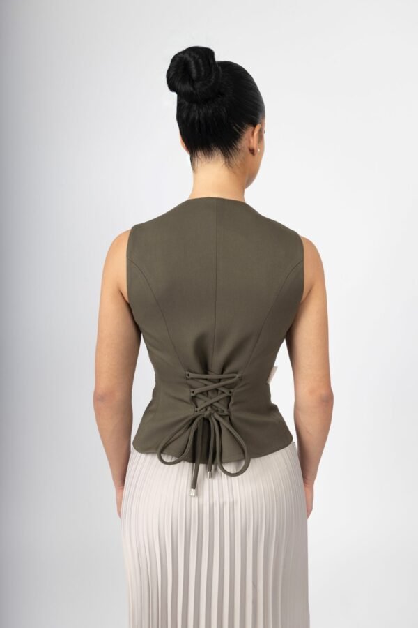 Tailored Gilet - Olive Green - Image 2