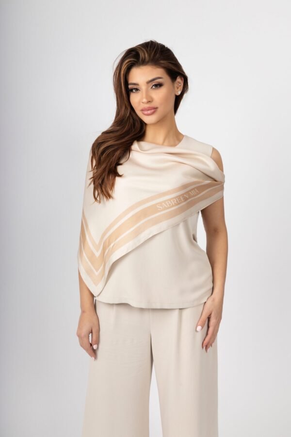 SABREEN SILK SCARVE - Champagne - Image 2