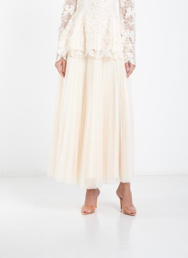 voluminous plissé skirt - Ecru